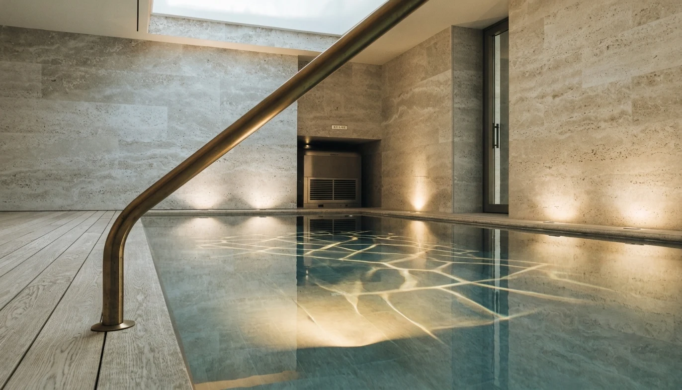 Iluminação estanque integrada numa zona húmida de spa de hotel