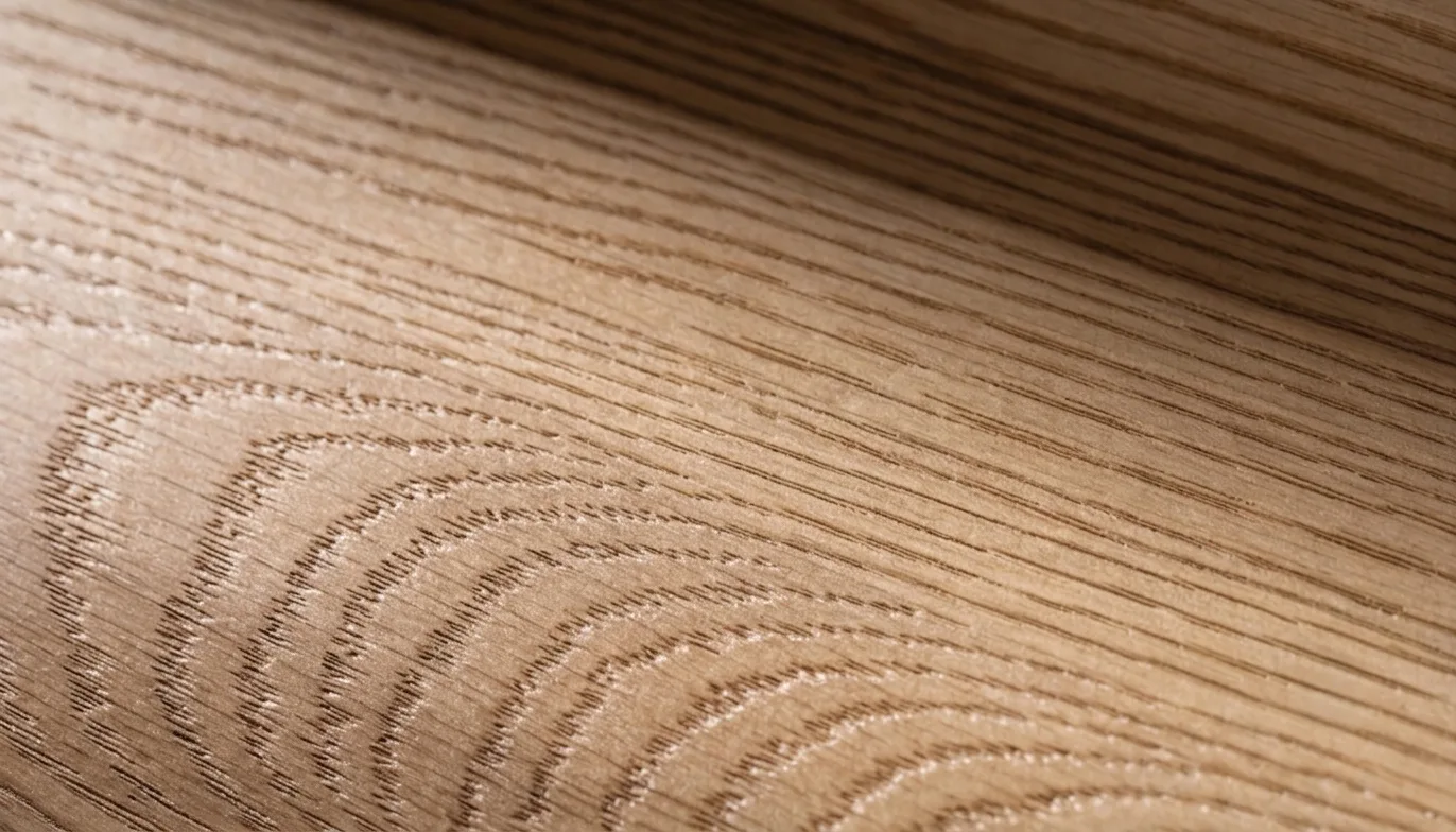 Detail of oak with open-pore oil finish, grain texture to the touch